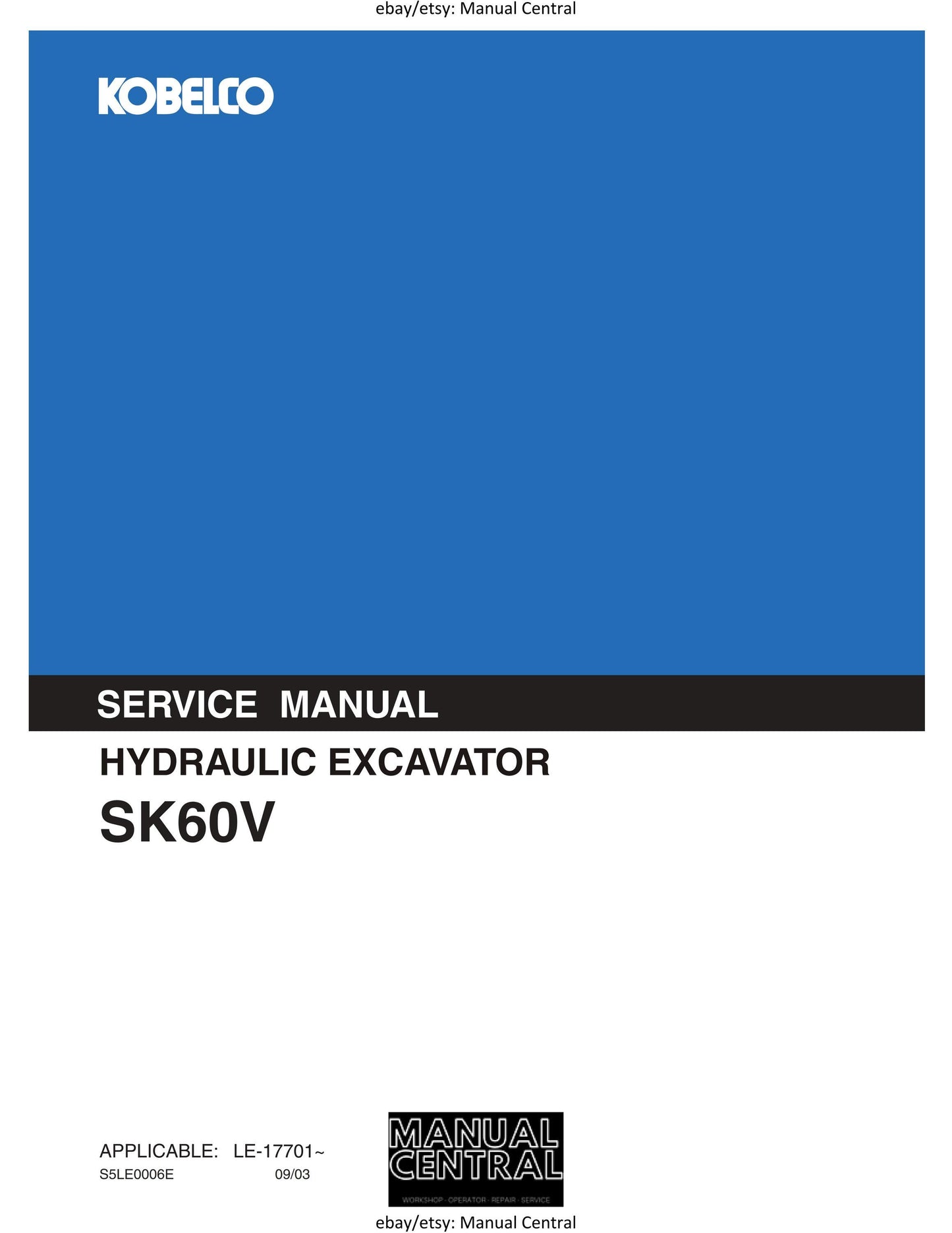 Kobelco - Hydraulic Excavator - SK60V - Workshop Service Repair Manual