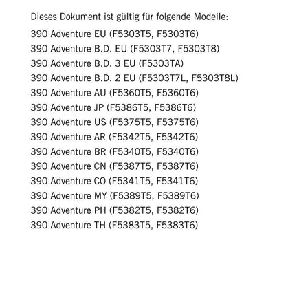 German Language - KTM 2020 - 390 Adventure - Reparaturanleitung - Service Workshop Repair Manual