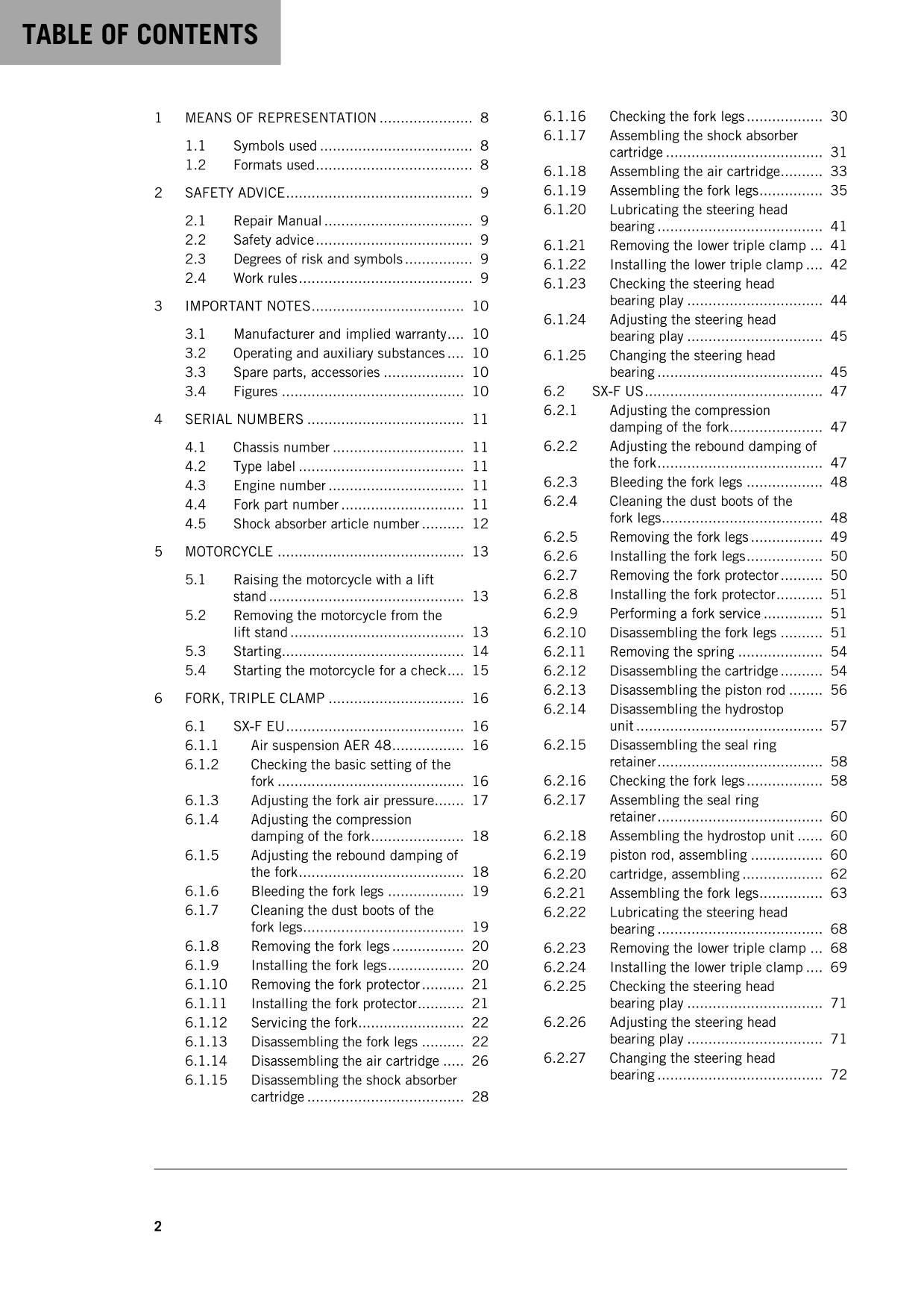 KTM 2016 - 450 SX-F XC-F - Service Workshop Repair Manual