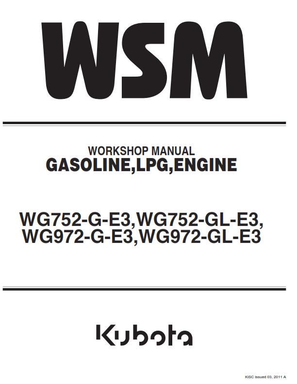 Kubota Gasoline lpg Engine - WG752-WG972 - Workshop Service Repair Manual