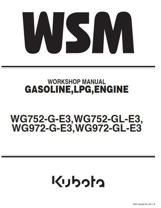 Kubota Gasoline lpg Engine - WG752-WG972 - Workshop Service Repair Manual