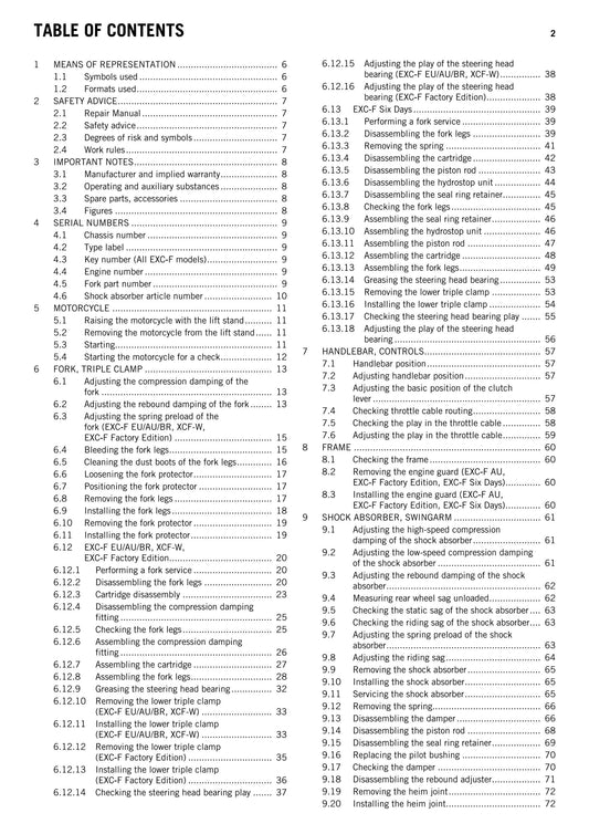 KTM 2015 - 250 Exc-f Six Days Factory Edition Xcf-w - Service Workshop Repair Manual