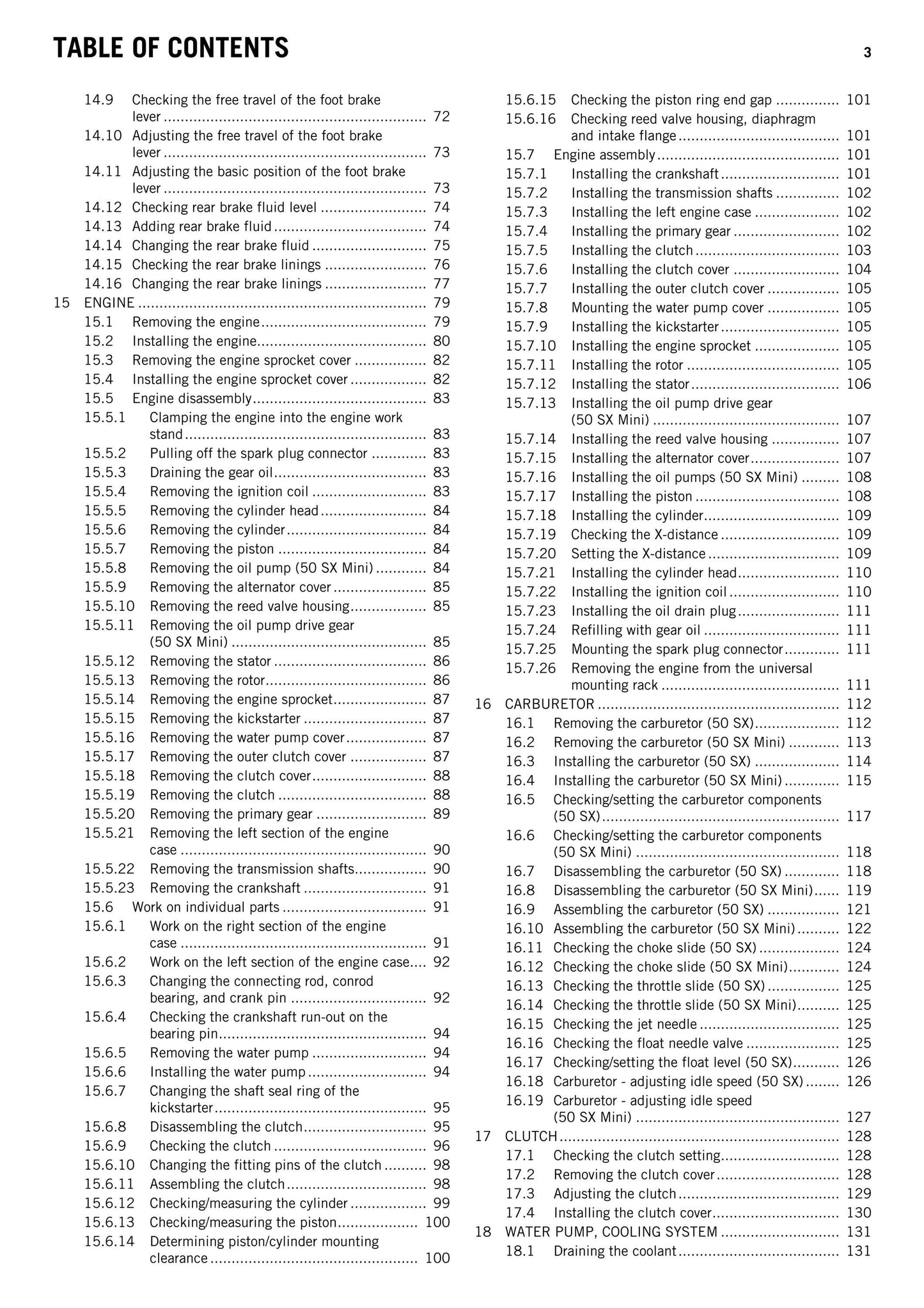 KTM 2014 - 50 SX Mini - Service Workshop Repair Manual