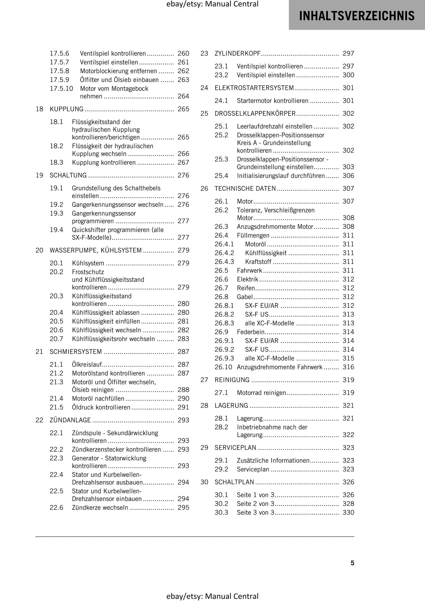 PDF - German Language - KTM 2023 - 350 Sx-f Xc-f Factory Edition - Reparaturanleitung - Service Workshop Repair Manual