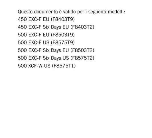 Italian Language - KTM 2020 - 450 500 Xcf-w Exc-f Six Days - Manuale Di Riparazione